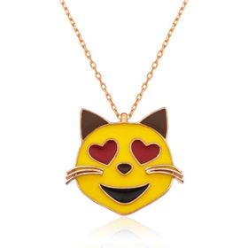Himarry Kalp Gözlü Kedi Emoji 925 Ayar Kadın Gümüş Kolye