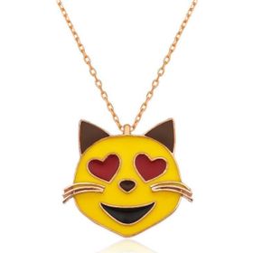 Himarry Kalp Gözlü Kedi Emoji 925 Ayar Kadın Gümüş Kolye