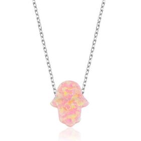Himarry Pembe Opal Fatma Ana Eli 925 Ayar Kadın Gümüş Kolye