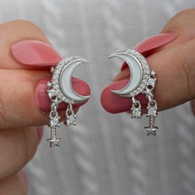 Himarry Sallantılı Ay Yıldız Kadın Gümüş Küpe