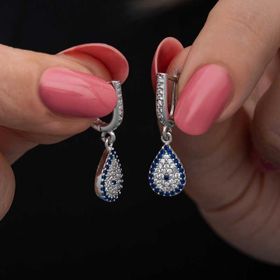 Himarry Sallantılı Damla Nazar Kadın Gümüş Küpe