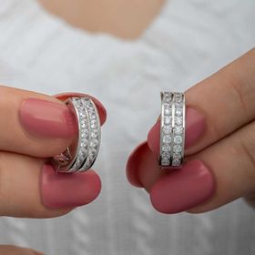Himarry Sıra Taşlı Halka Kadın Gümüş Küpe