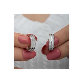 Himarry Sıra Taşlı Halka Kadın Gümüş Küpe