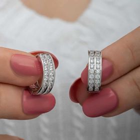 Himarry Sıra Taşlı Halka Kadın Gümüş Küpe