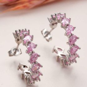 Himarry Toz Pembe Taşlı Damla Çivili Kadın Gümüş Küpe