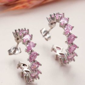 Himarry Toz Pembe Taşlı Damla Çivili Kadın Gümüş Küpe