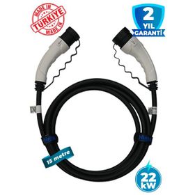 Hims EMEF-22T2-SB-15 22 kw Tip 2 Soketli 15 m Beyaz Elektrikli Araç Şarj Kablosu