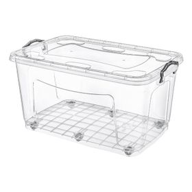 Hipaş Plastik - 50 Lt. Şeffaf Kapaklı Tekerlekli Saklama Kutusu - HP-485