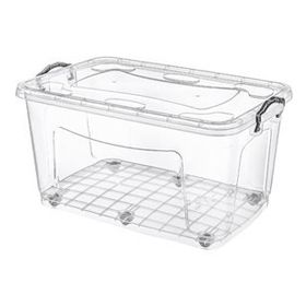 Hipaş Plastik - 50 Lt. Şeffaf Kapaklı Tekerlekli Saklama Kutusu - HP-485