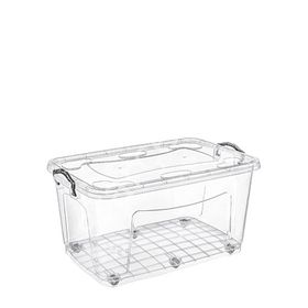 Hipaş Plastik - 50 Lt. Şeffaf Kapaklı Tekerlekli Saklama Kutusu - HP-485