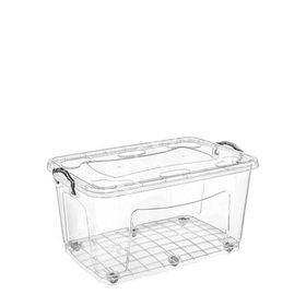 Hipaş Plastik - 50 Lt. Şeffaf Kapaklı Tekerlekli Saklama Kutusu - HP-485