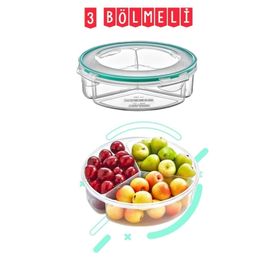 Hiper Freshbox Yuvarlak 3'lü Bölme Saklama Kabı