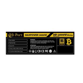 Hiport Maxpower 2000W 1X 20+4Pin 3X Ide 6X Sata 16X 6+2P Mining Power Suply