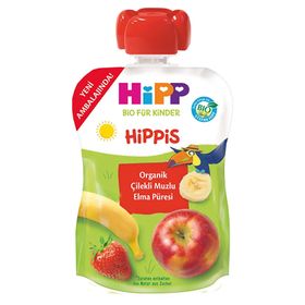 Hipp 100x6 gr Organik Çilekli Muzlu Elmalı Meyve Püresi