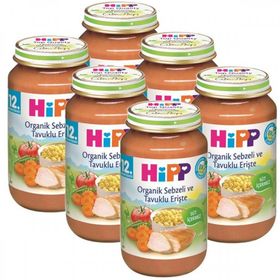 Hipp 4+ Ay 6x220 gr Organik Sebzeli ve Tavuklu Erişte Kavanoz Maması