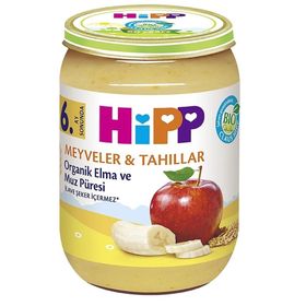 Hipp 6+ Ay 190 gr Organik Elma ve Muz Püresi Kavanoz Maması