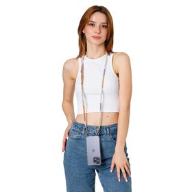 Hippi Lilac 110 cm Rengarenk El Örgüsü Telefon ve Çanta Askısı