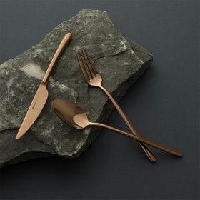 Hisar Bahama Titanyum Bronz 18 Parça Çelik 6 Kişilik Çatal Kaşık Bıçak Seti