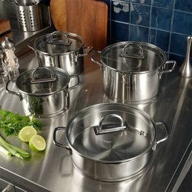Hisar Luna İndüksiyon Tabanlı 8 Parça Süzgeçli Çelik Tencere Seti