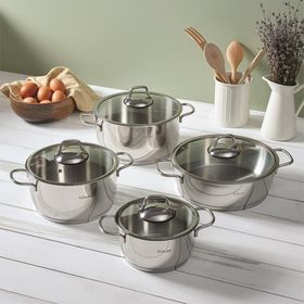 Hisar Teos 8 Parça Çelik İndüksiyon Tabanlı Tencere Seti