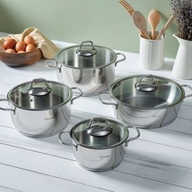 Hisar Teos Inox 8 Parça Çelik Tencere Seti