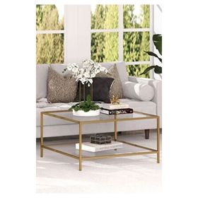 Hitit Dekorasyon Dolores Beyaz Gold Metal Orta Sehpa