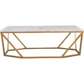 Hitit Dekorasyon Lavina Gold Altın Metal Mermer Desenli Orta Sehpa