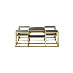 Hitit Dekorasyon Waleska Gold Metal Cam Orta Sehpa