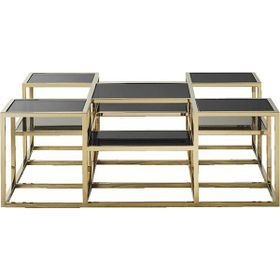 Hitit Dekorasyon Waleska Gold Metal Cam Orta Sehpa