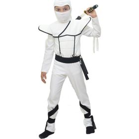 HKostüm Gizli Ninja 5-6 Yaş Beyaz Lüks Çocuk Kostümü