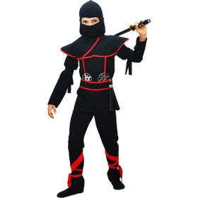 HKostüm Gizli Ninja 7-8 Yaş Siyah Lüks Çocuk Kostümü