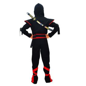 HKostüm Gizli Ninja 7-8 Yaş Siyah Lüks Çocuk Kostümü
