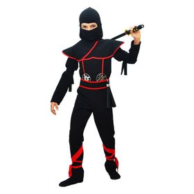 HKostüm Gizli Ninja 7-8 Yaş Siyah Lüks Çocuk Kostümü