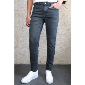 HLT Jeans HLTHE001935 Taşlamalı Antrasit Slim Fit Likralı Esnek Erkek Kot Pantolon