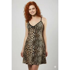 Hmd 70013 Kadın Leopar Desenli Gece Elbisesi