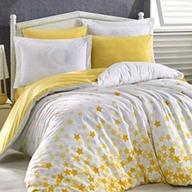 Hobby Home Collection Sarı Star'S Poplin Çift Kişilik Nevresim Takımı