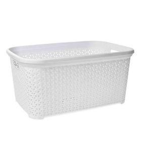 Hobby Life 35 lt Beyaz Rattan Köşeli Çamaşır Sepeti