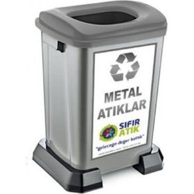 Hobby Life 50 lt Bio Endüstriyel Gri Metal Atık Geri Dönüşüm Çöp Kutusu
