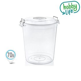 Hobby Life Plastik 4 No Şeffaf Kilitli 70 lt Bakliyat Kovası