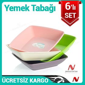 Hobby Life Plastik 6'lı Kare Yemek Tabağı
