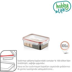 Hobby Life Plastik 800 ml Dikdörtgen Sızdırmaz Saklama Kabı