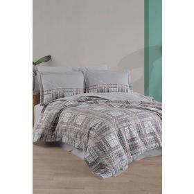 Hobby Lucia Gri Çift Kişilik Poplin Kapitone Nevresim Takımı