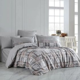 Hobby Lucia Gri Poplin Çift Kişilik Nevresim Takımı