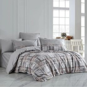 Hobby Lucia Gri Poplin Çift Kişilik Nevresim Takımı