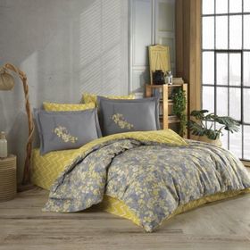 Hobby Poplin Alanza Sarı Çift Kişilik Nevresim Takımı