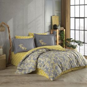 Hobby Poplin Alanza Sarı Çift Kişilik Nevresim Takımı