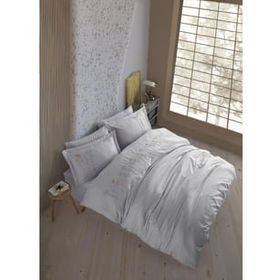 Hobby Poplin Premium Diva Gri Çift Kişilik Nevresim Takımı