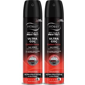 Hobby Style Protect Carbon Force Ultra Güçlü Tutuş 6 2x 250 ml Saç Spreyi