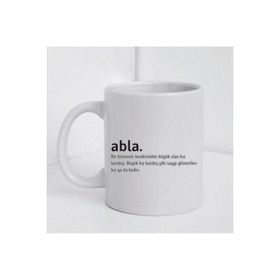 Hobi Shop Abla Yazılı Beyaz Porselen Kupa Bardak