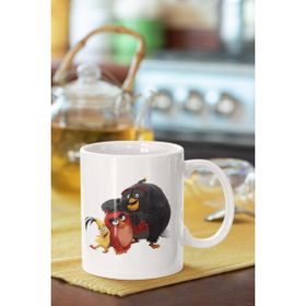 Hobi Shop Angry Birds Sarı,kırmızı ve Siyah Kuşlar Baskılı Porselen Kupa